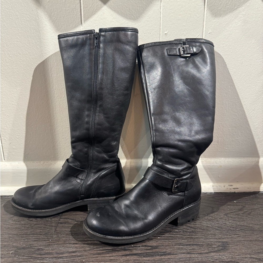 La CANADIENNE Black Combat Moto Boots Leather